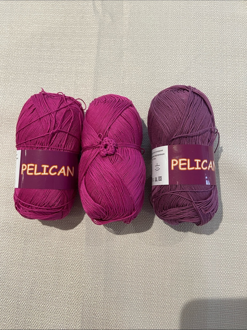 Pelican 100% Cotton Yarn - Double Mercerized.  Set of 3.